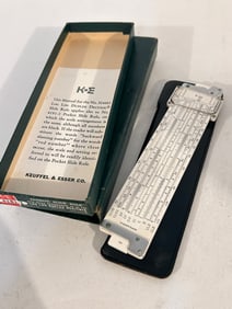 K&E Keuffel & Esser 4181-1 Ivorite Slide Rule w/ Leather Case Box Manual 1947