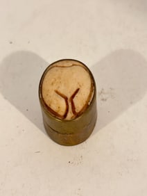 Vintage Small Camel Bone Brass pill Trinket Box