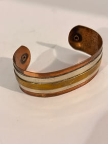 Vintage copper meatal health cuff Bracelet 7"