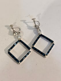 Vintage blue rhinestone dangle Earrings