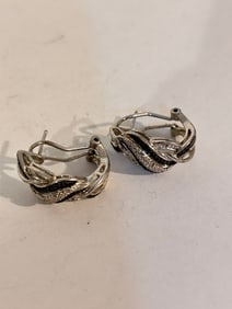 BK KRN Sapphire Chips SilverTone Rhodium Plated Earrings