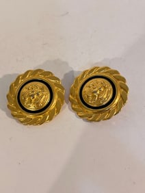 Vintage Gold Tone miliatry eagle style Earrings