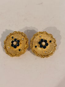 Vintage Gold Tone rhinestone clip on Earrings