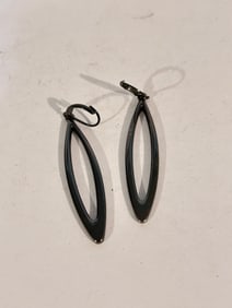 Vintage Joan Rivers Hematite/black dangle Earrings