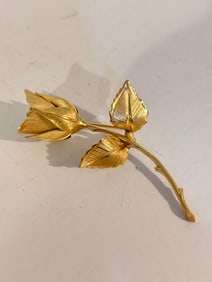Vintage Gold Tone rose flower Giovani Brooch