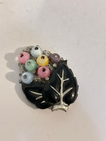 Vintage heavy glass bead enamel Clip Shoe Clip