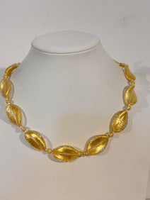 Vintage Murano yellow glass Necklace 17"