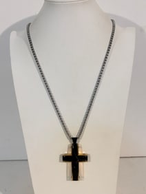 Vintage heavy duty Cross black S. Steel chain 29" Necklace
