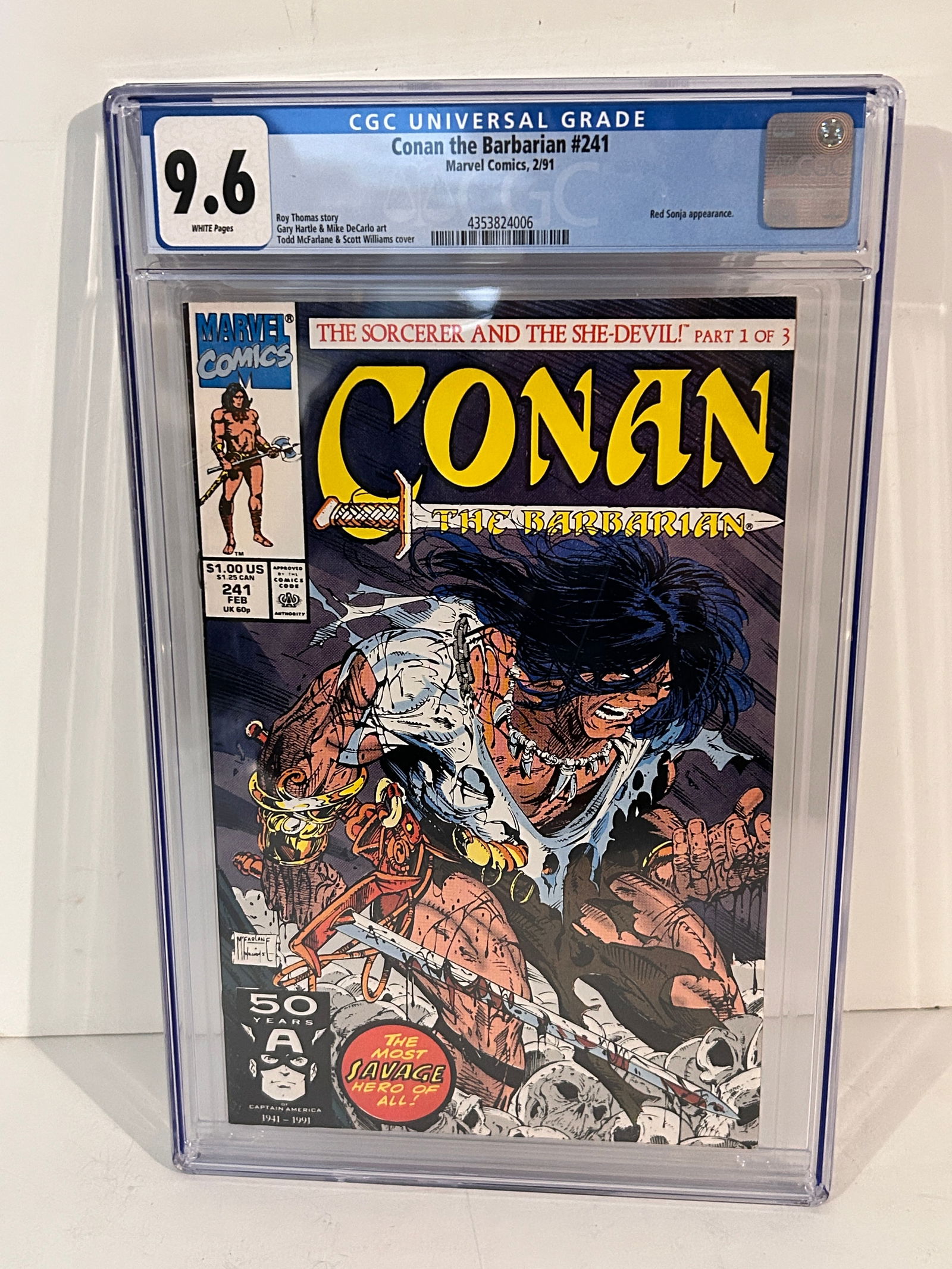 Conan the Barbarian #241 CGC 9.6 White Pages, Red Sonja App., McFarlane Cover (1 of 2)