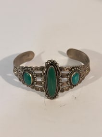 Old Vintage Native American Navajo Turquoise Sterling silver Bracelet 7"
