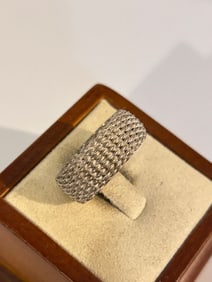Tiffany & Co Somerset Ring Mesh Weave Unisex Sterling Silver sz 6.5