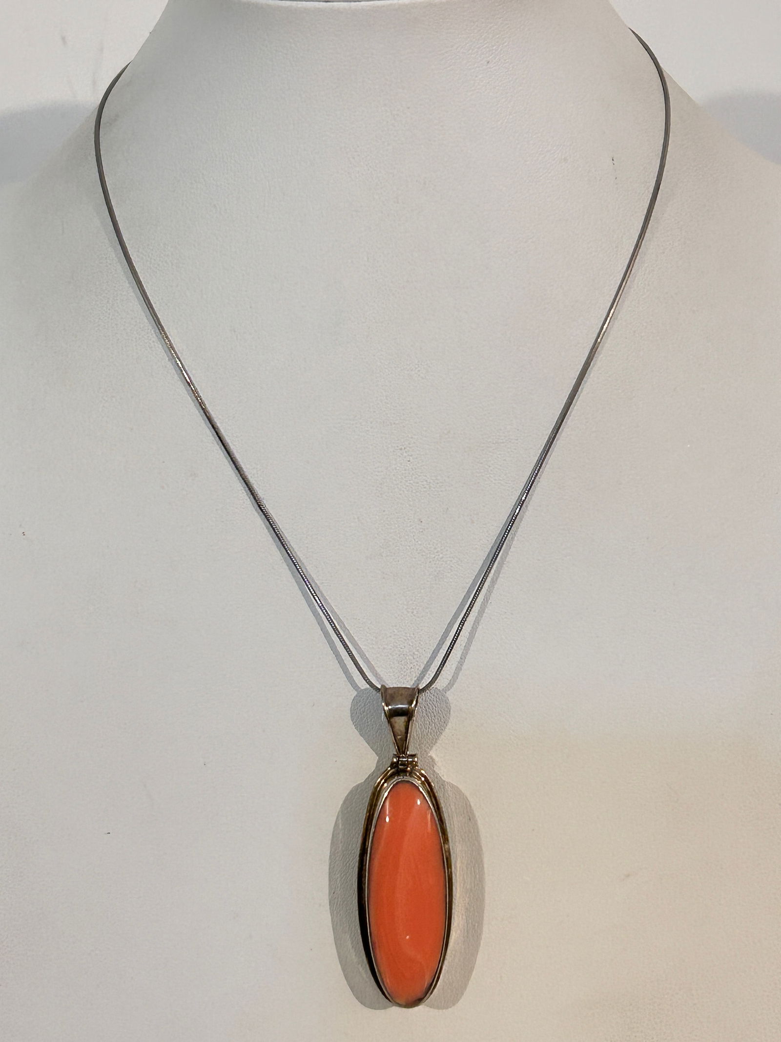 Pink Conch Shell Heart Sterling Silver Pendant Necklace 17" (1 of 7)