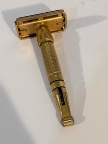 Vintage ‘58 Gillette D-1 Toggle Handle Safety Razor Adjust 1-9 Dial Red Dot