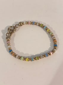 Vintage Sterling Silver pearl bead Bracelet 7"