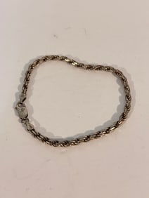Vintage Sterling Silver Italy rope Bracelet 8"
