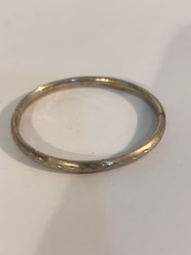 Vintage Sterling Silver floral carved hinged Bracelet 7"
