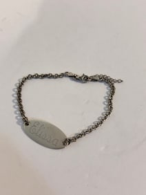 Vintage Sterling Silver name tag Bracelet Elissa on it 7"