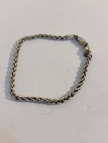 Vintage Sterling Silver rope Bracelet 7"
