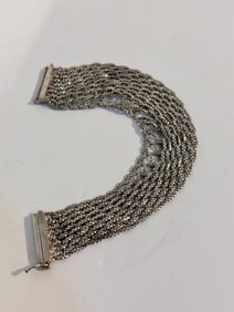 Vintage Sterling Silver Italy Mesh Bracelet 7.5"