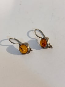 Vintage Sterling Silver amber Earrings