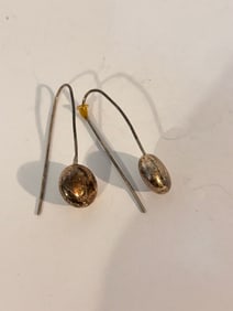 Vintage Sterling Silver modernist long Earrings
