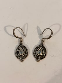 Vintage Sterling Silver Spinel marcasite Earrings