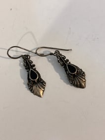 Vintage Sterling Silver onyx Earrings