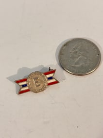 925 Sterling Silver Antique WWII Enamel Army-Navy Production Award Pin Brooch