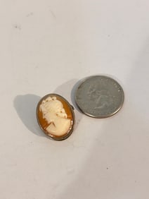 Vintage Silver 1800s Cameo 800 silver Pendant