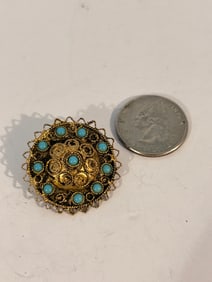Vintage Sterling Silver filigree Turquoise Pendant