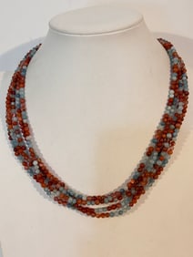 Vintage Jay King Sterling Silver Gem Stone 5 strand Necklace 23"