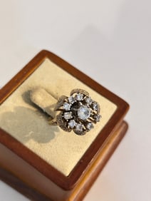 Vintage Sterling Silver Tourmaline floral Ring sz 5