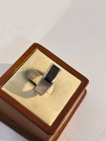 Vintage Sterling Silver onyx modernist Mexico Ring sz 8
