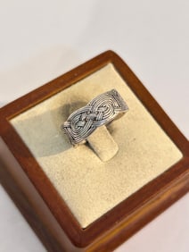 Vintage Peter Stone PSCL Sterling Silver 925 Braided Ring sz 7