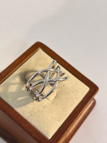Vintage Sterling Silver Modernist Ring sz 8