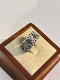 Vintage Sterling Silver heavy Modernist Ring sz 9