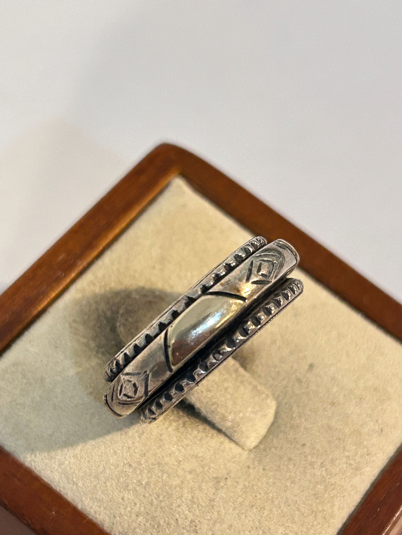 Vintage Sterling Silver Navajo Indian double Ring sz 9 (1 of 5)