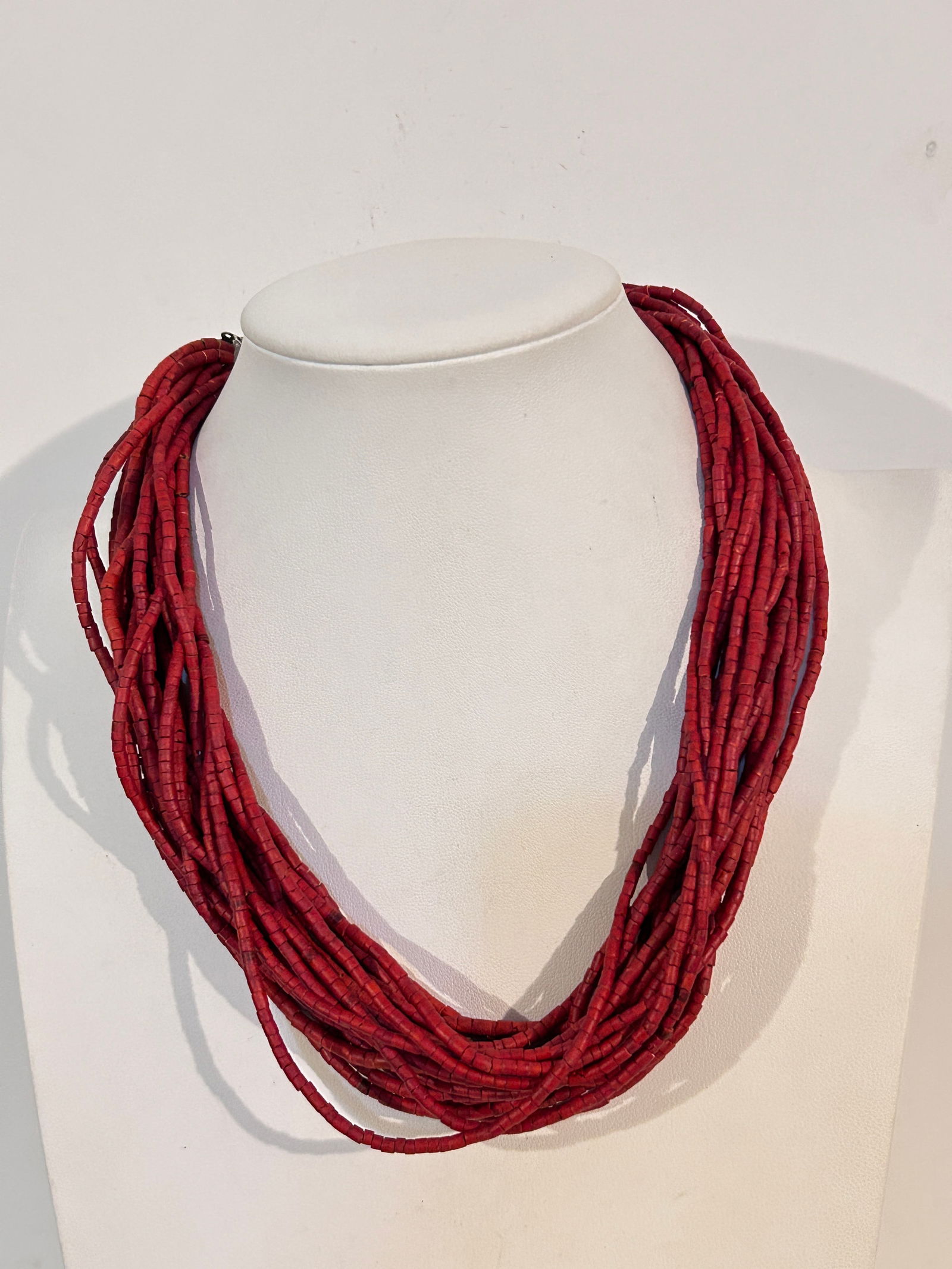 Vintage Multi strand red bead Necklace Sz 18" (1 of 4)