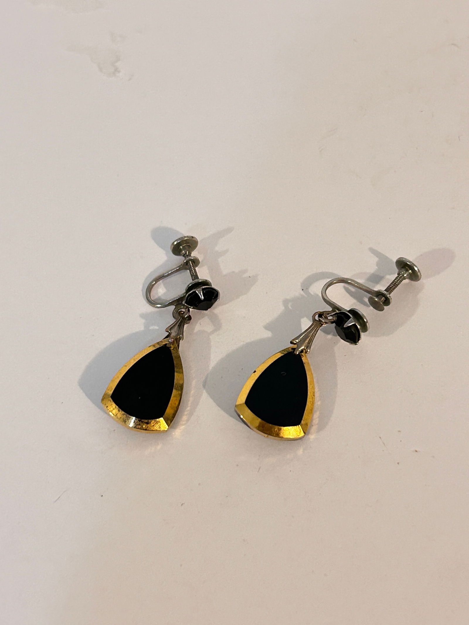 Vintage Black & Gold Acrylic dangle Earrings (1 of 4)