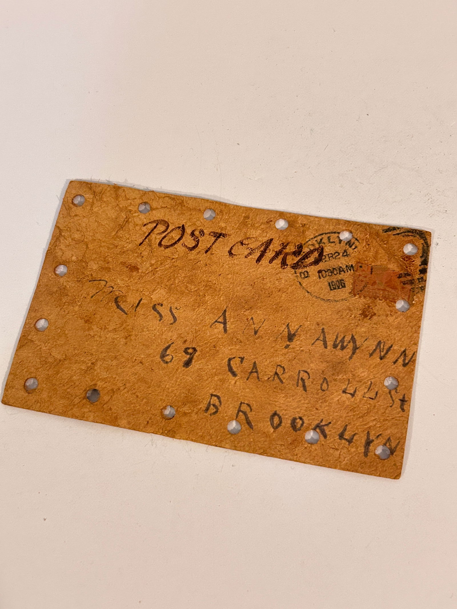 Vintage Leather Post Card April 24 1906 (1 of 3)