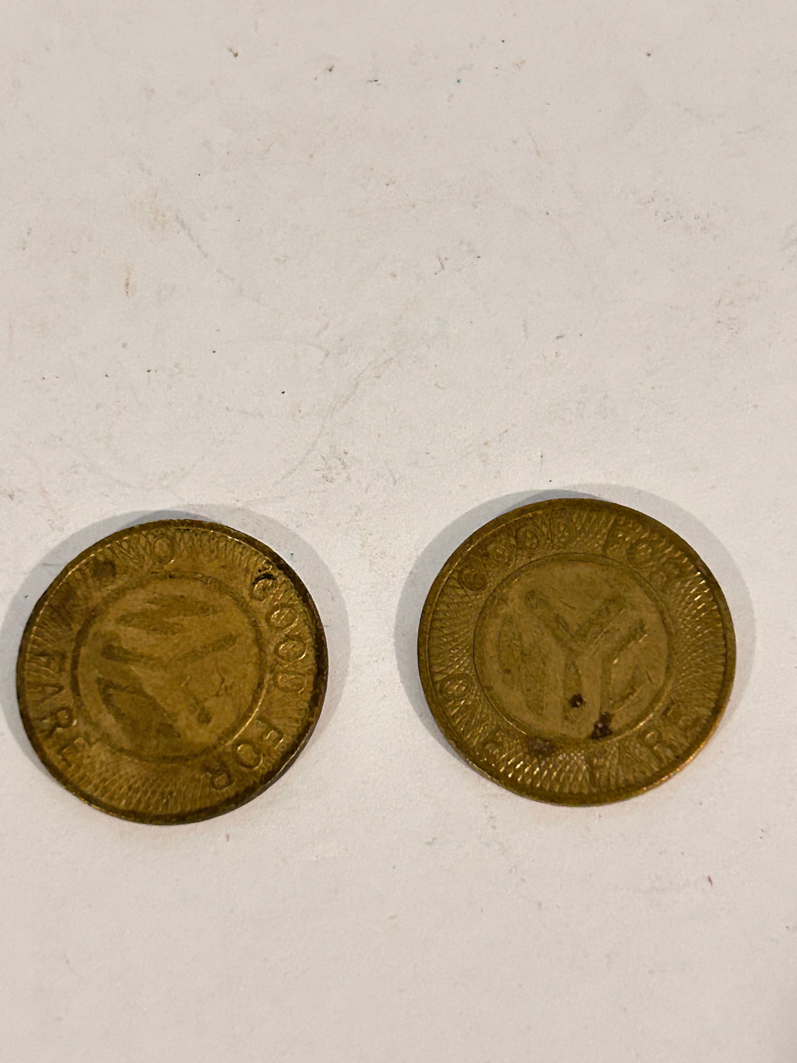 2 Vintage N.Y.C Transit Authority Tokens (1 of 3)