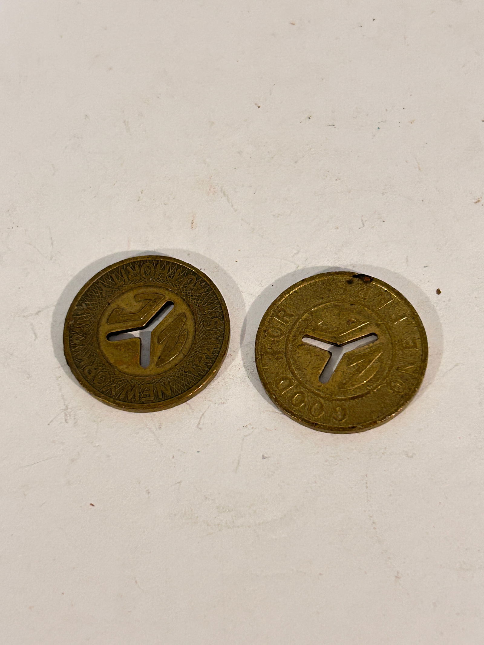 2 Vintage N.Y.C Transit Authority Tokens (1 of 3)