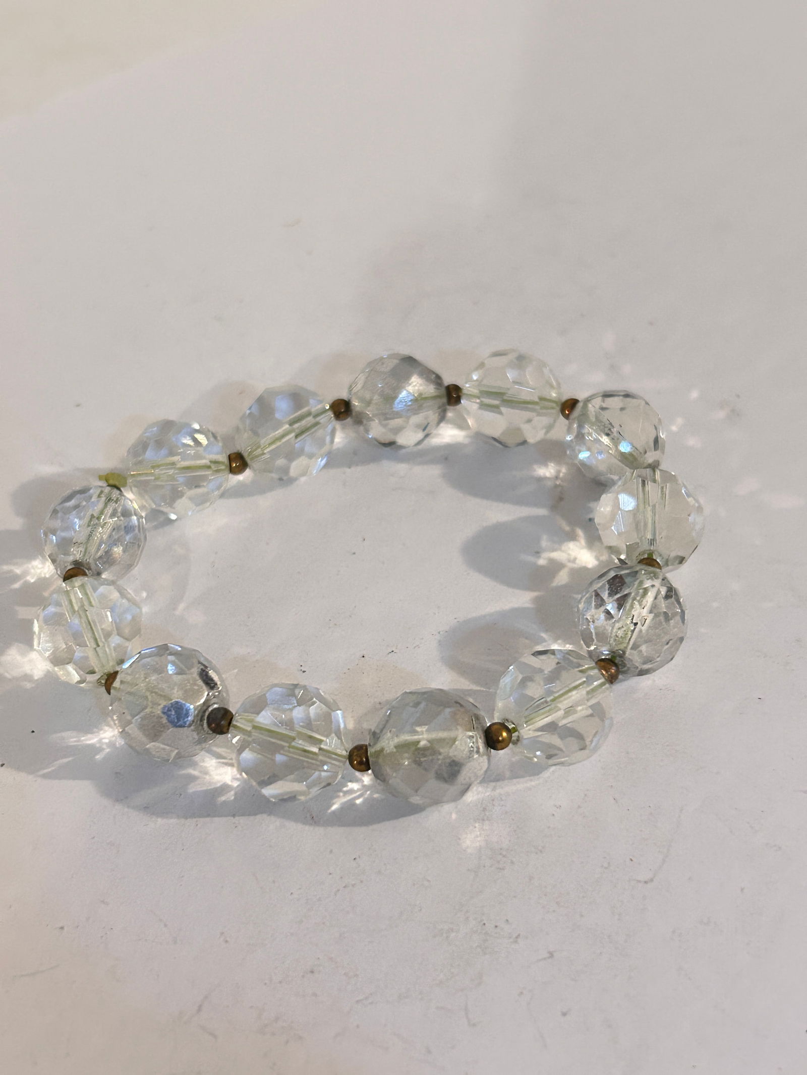 Vintage Glass Crystal Bead Stretch Bracelet 7" (1 of 3)