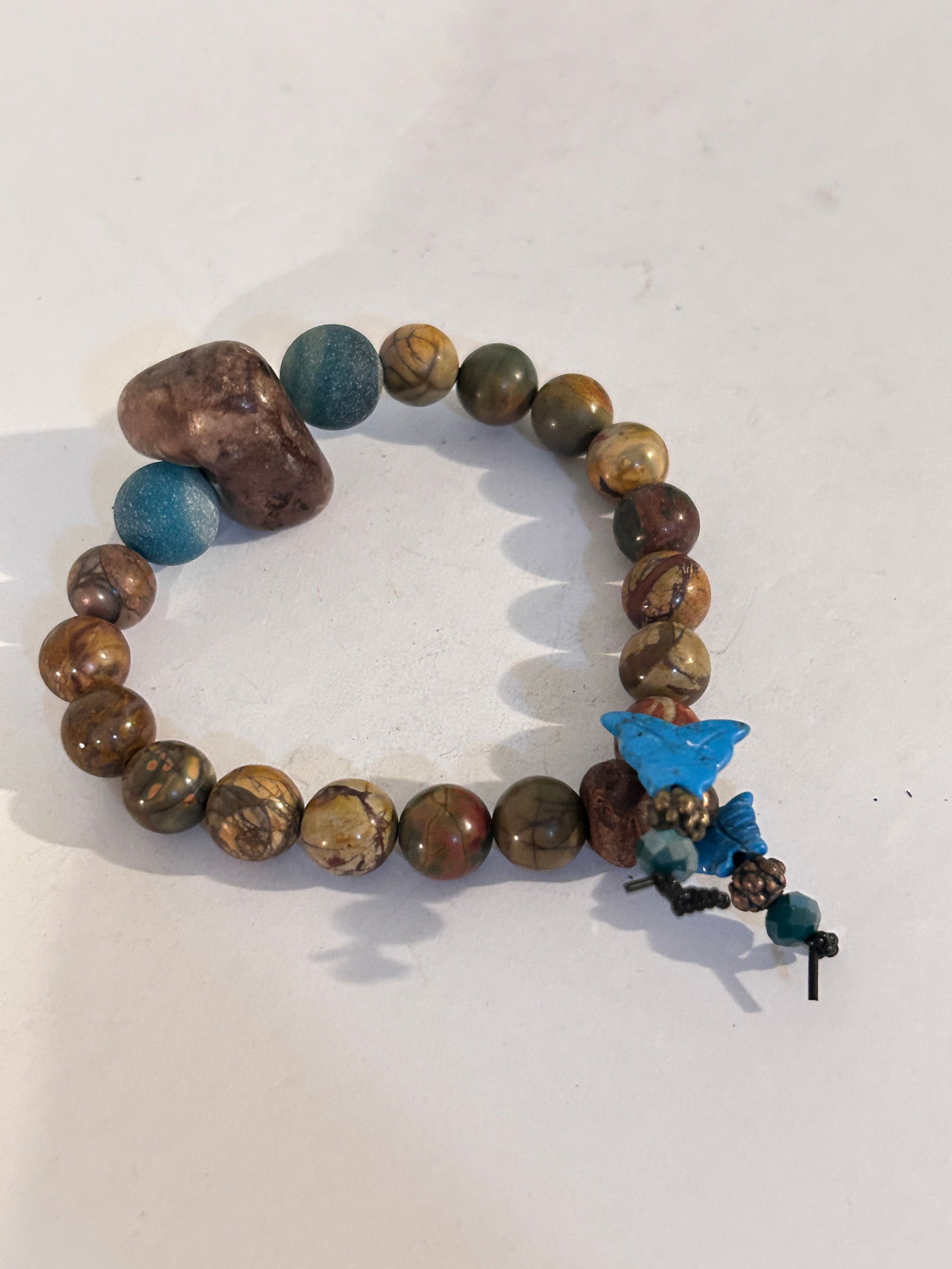 Vintage Multi Gemstone tested Turquoise Bead stretch Bracelet 8" (1 of 3)