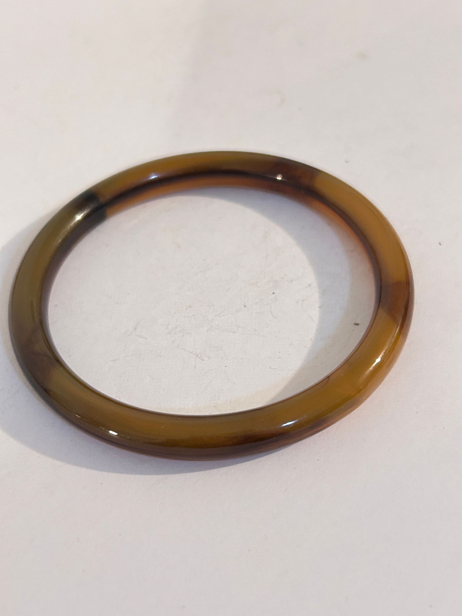 Vintage Arylic brown bangle Bracelet 7" (1 of 4)