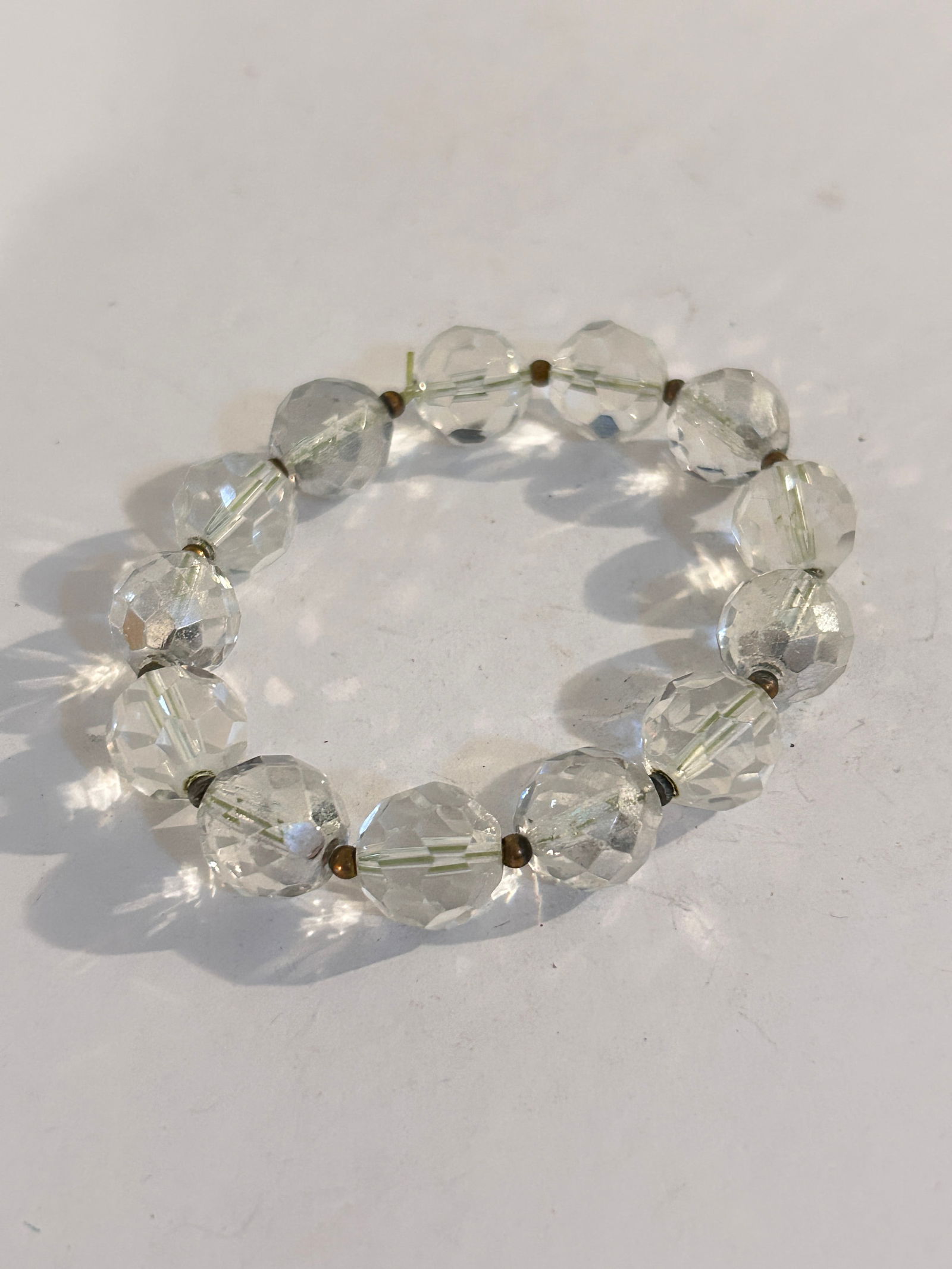 Vintage Clear Crystal Glass Bead stretch Bracelet 7" (1 of 3)