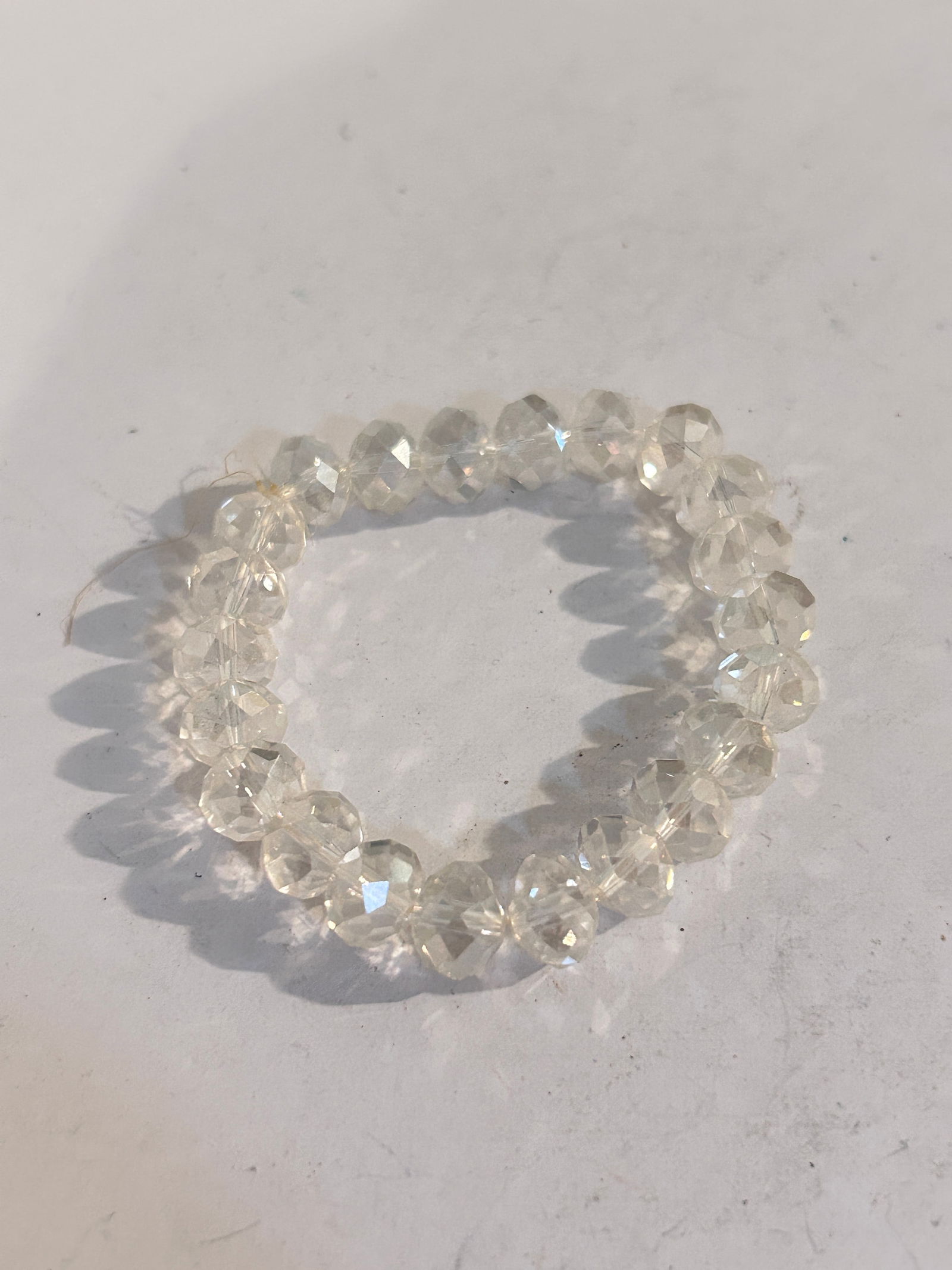 Vintage Clear Crystal Glass Bead stretch Bracelet 7" (1 of 3)