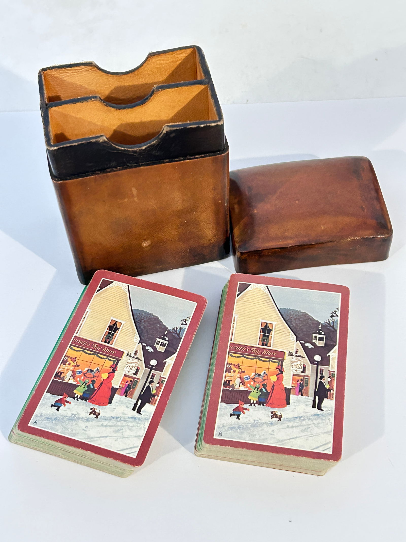 Vintage Leather Card Case With Playing Cards (1 of 4)