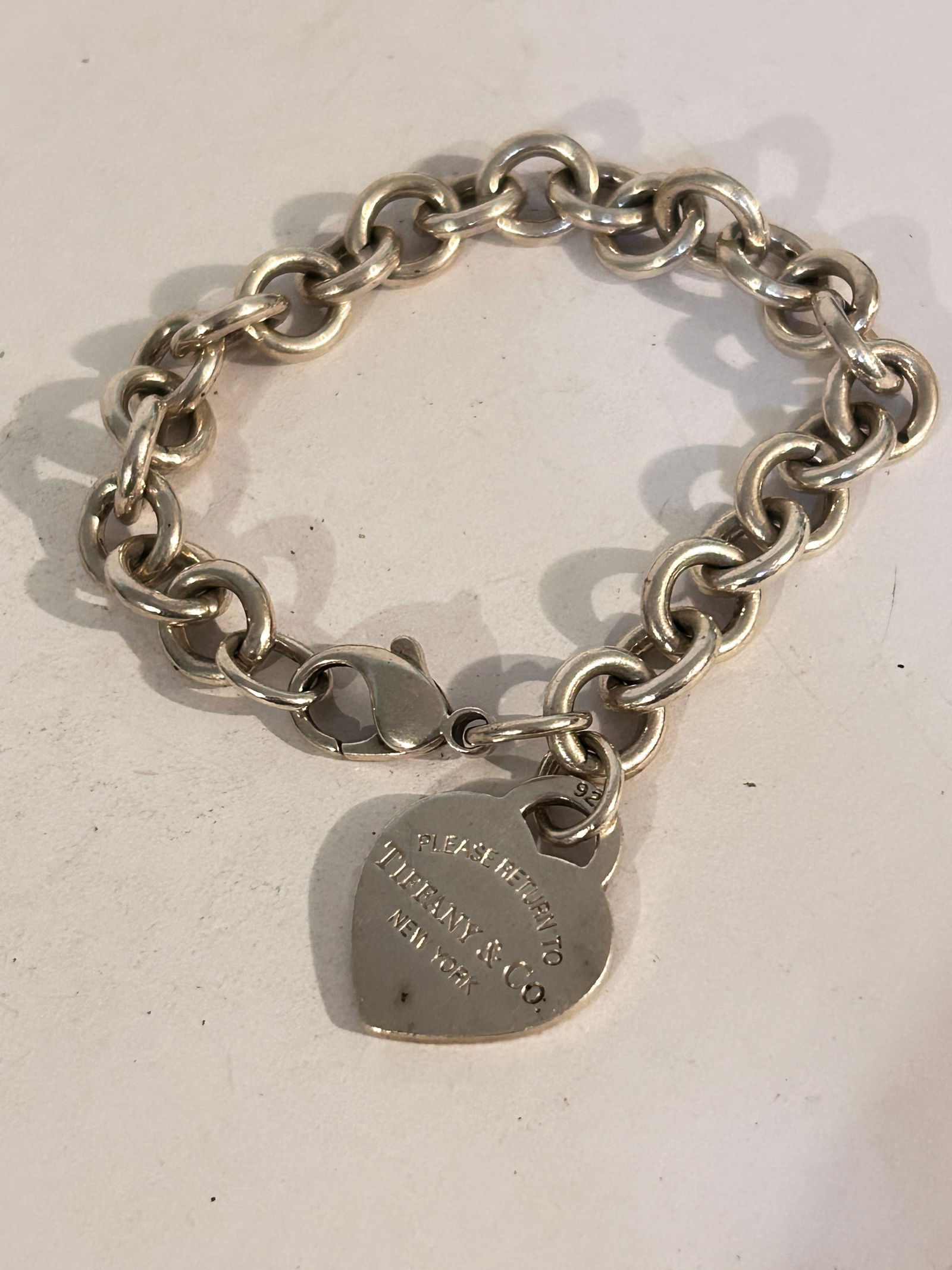 Tiffany & Co. Sterling Silver Heart Tag Chain Link Bracelet 7.5" Please Return to Tiffany & Co. (1 of 5)