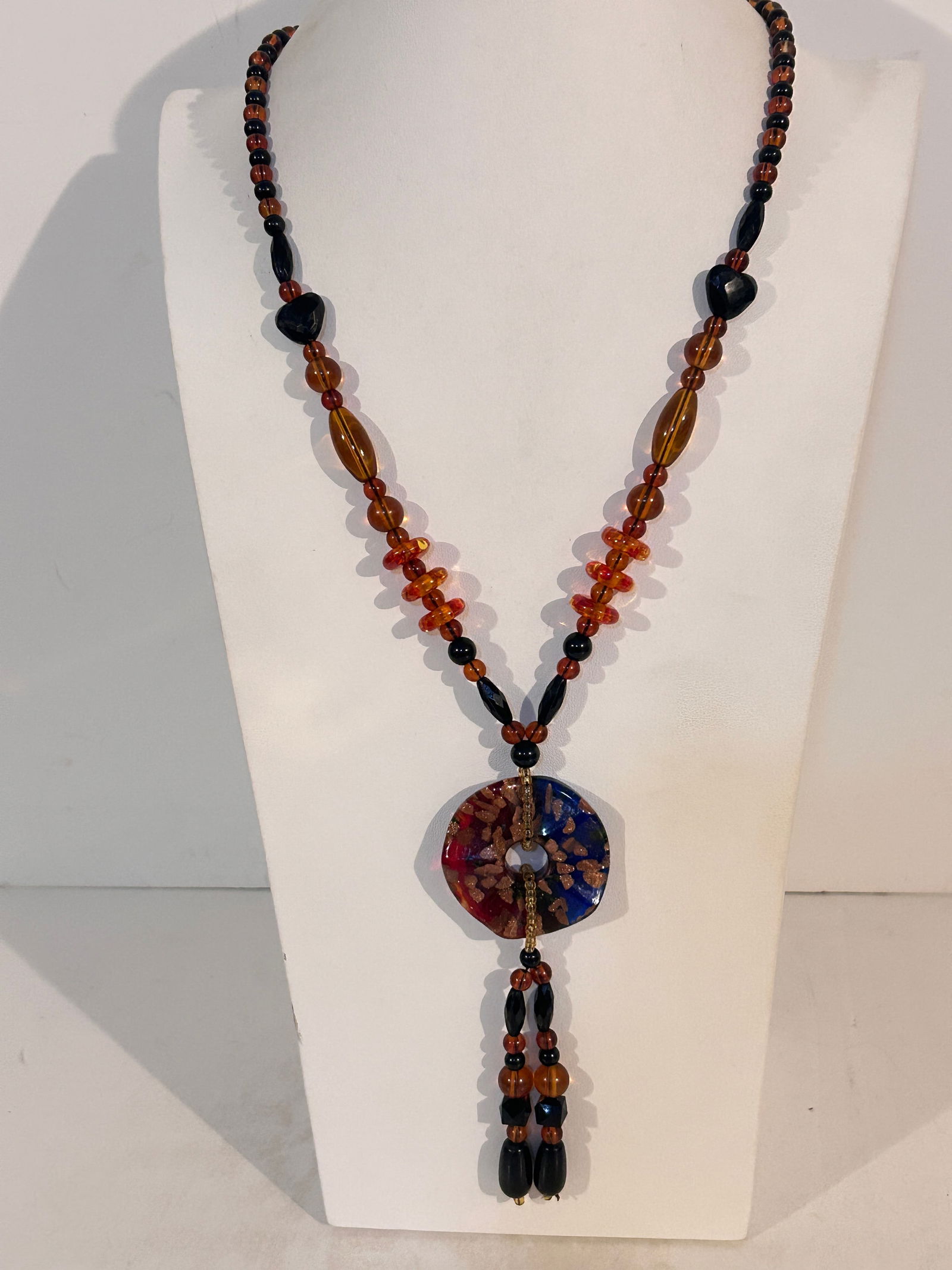 Vintage Tested Old Amber bead Pendant Necklace 26" (1 of 5)